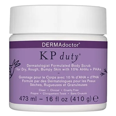 Dermdoctor KP Duty: Dermatologist Formulated Body Scrub for Dry Rough Bumpy Skin with 10% AHAs + PHAs